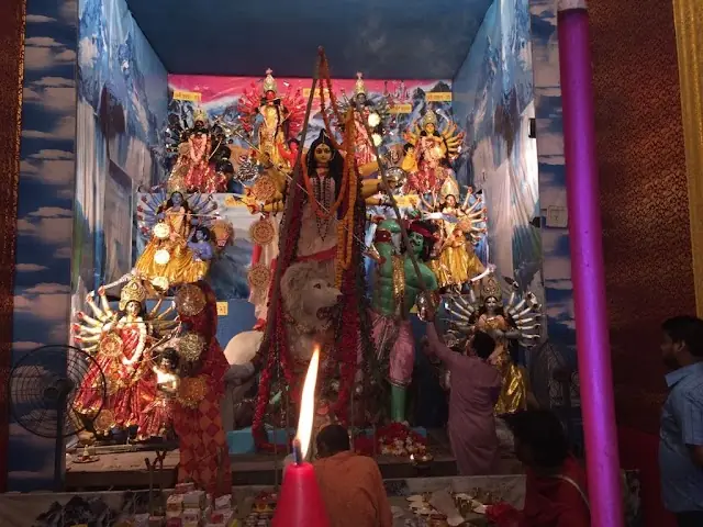 Lamp lit before the goddess