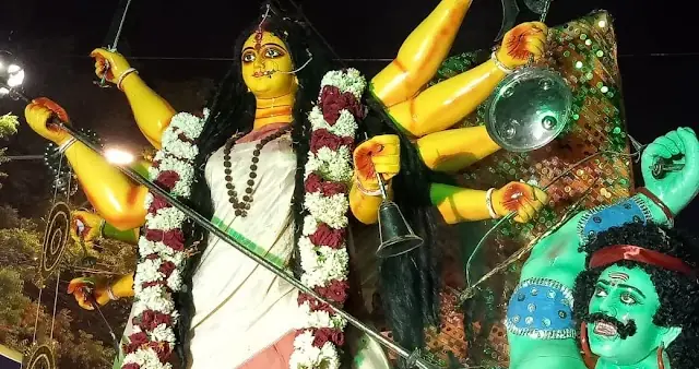 Dashabhuja Durga with garlands