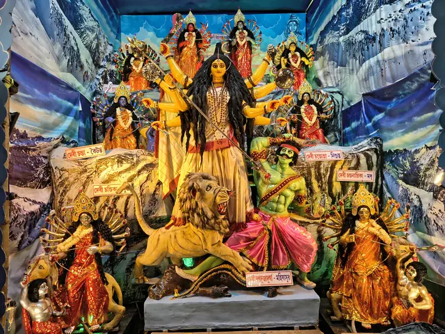 The Naba Durga idols, ready on the eve of Maha Shashthi