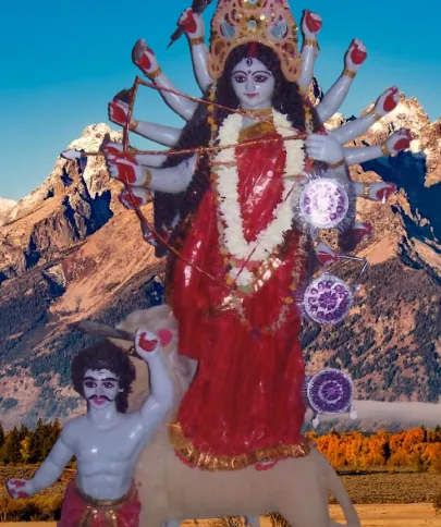 Devi Chandavati — smoke-grey-complexioned, 16-armed, slaying Dhumralochana