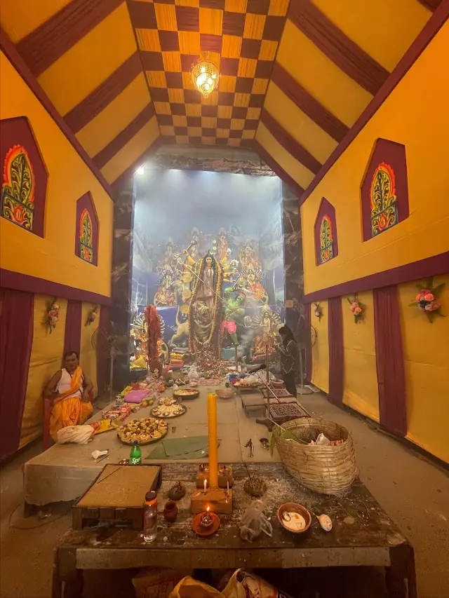 The decorated pandal interior